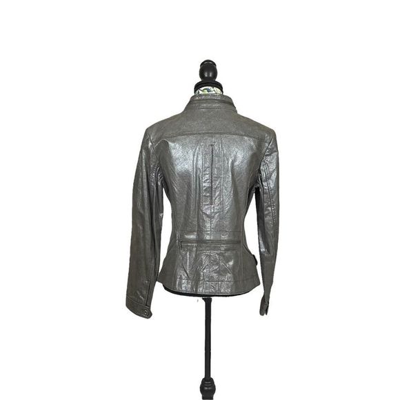 Danier Silver Metallic Leather Jacket Size Small - Picture 2 of 2